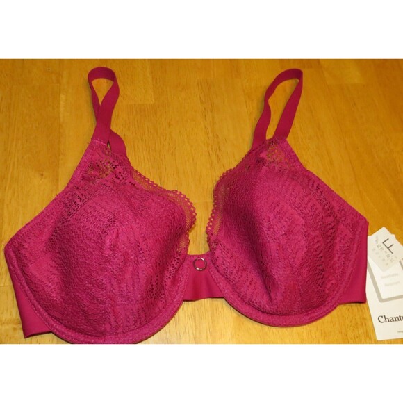 Chantelle Magenta Lace Front Underwire Plunge Bra Size 32DDD - Picture 10 of 10